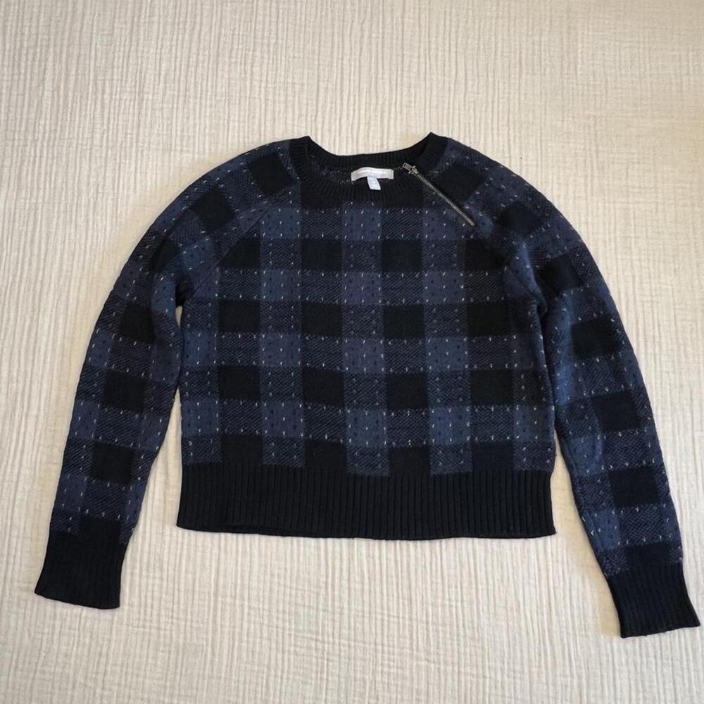 Vintage Banana Republic Buffalo Check Asymmetrical Zip Sweater